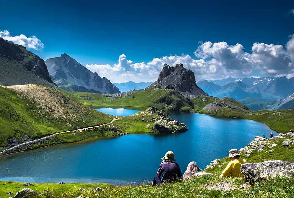 Wonderful view of an alpine lake in the Stura Valley