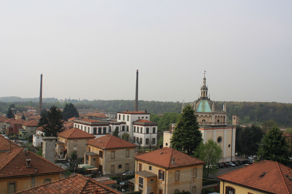 Blick auf das Dorf mit den Arbeitshäusern Blick auf das Dorf mit den Arbeitshäusern