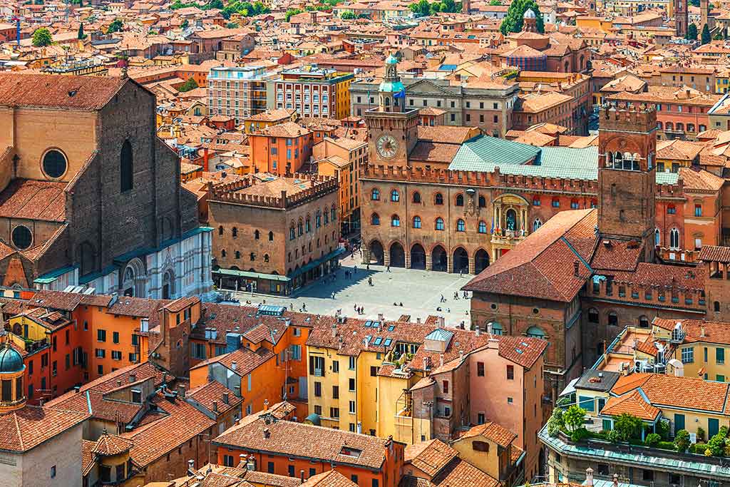 Piazza Maggiore, Bologna, vista dall'alto