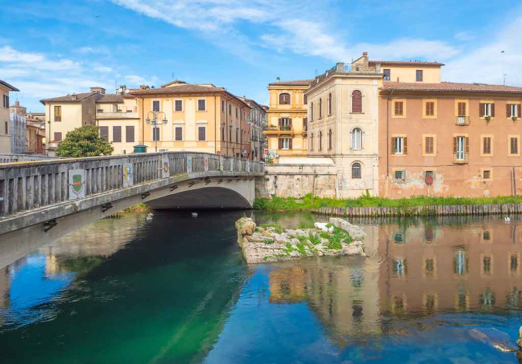 Rieti, historic center, bridge over the river Velino