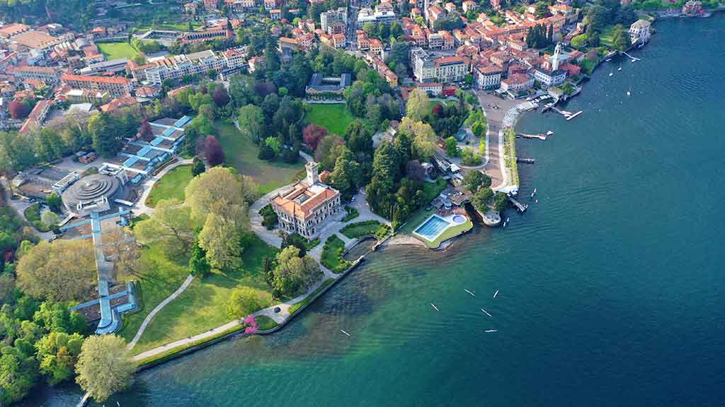 Lombardy, Lake Como, aerial view of Cernobbio