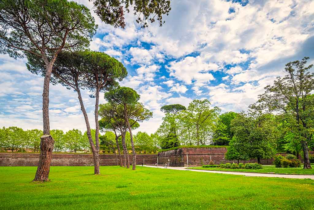 Park near the historic medieval walls of the city of Lucca